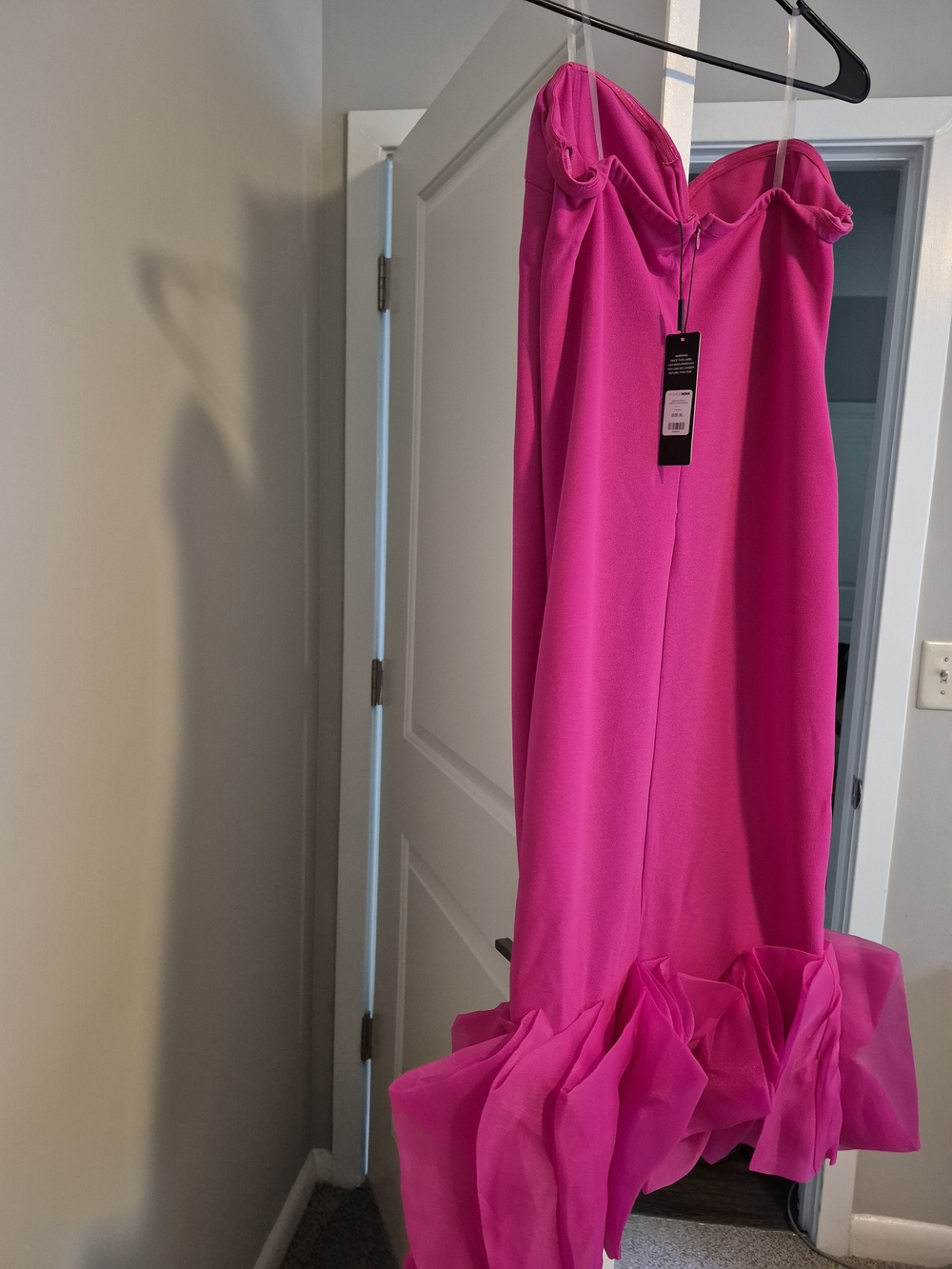 Fashion Nova Strapless Ruffle-Hem Maxi Skirt - Hot Pink